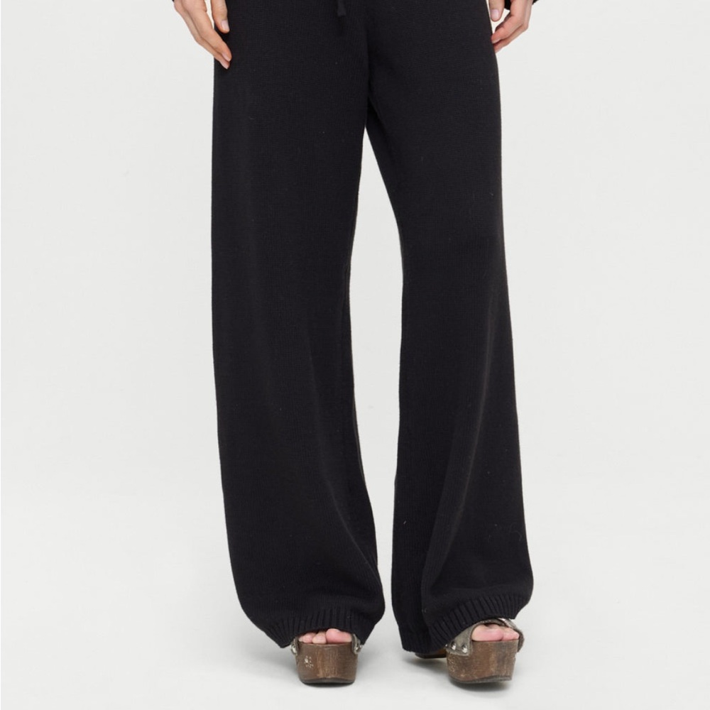 Frankies Bikinis Black Wide Leg Pants with Elegant Flow